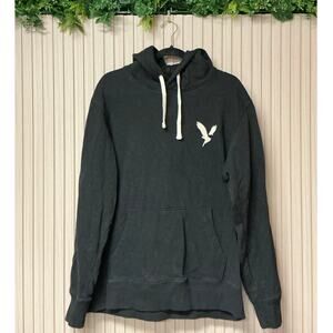 American Eagle Men’s Soft Black Graphic Pullover Hoodie Size L